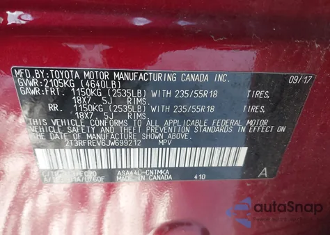 2018 Toyota Rav4 Adventure from USA, damaged, VIN 2T3RFREV6JW699212